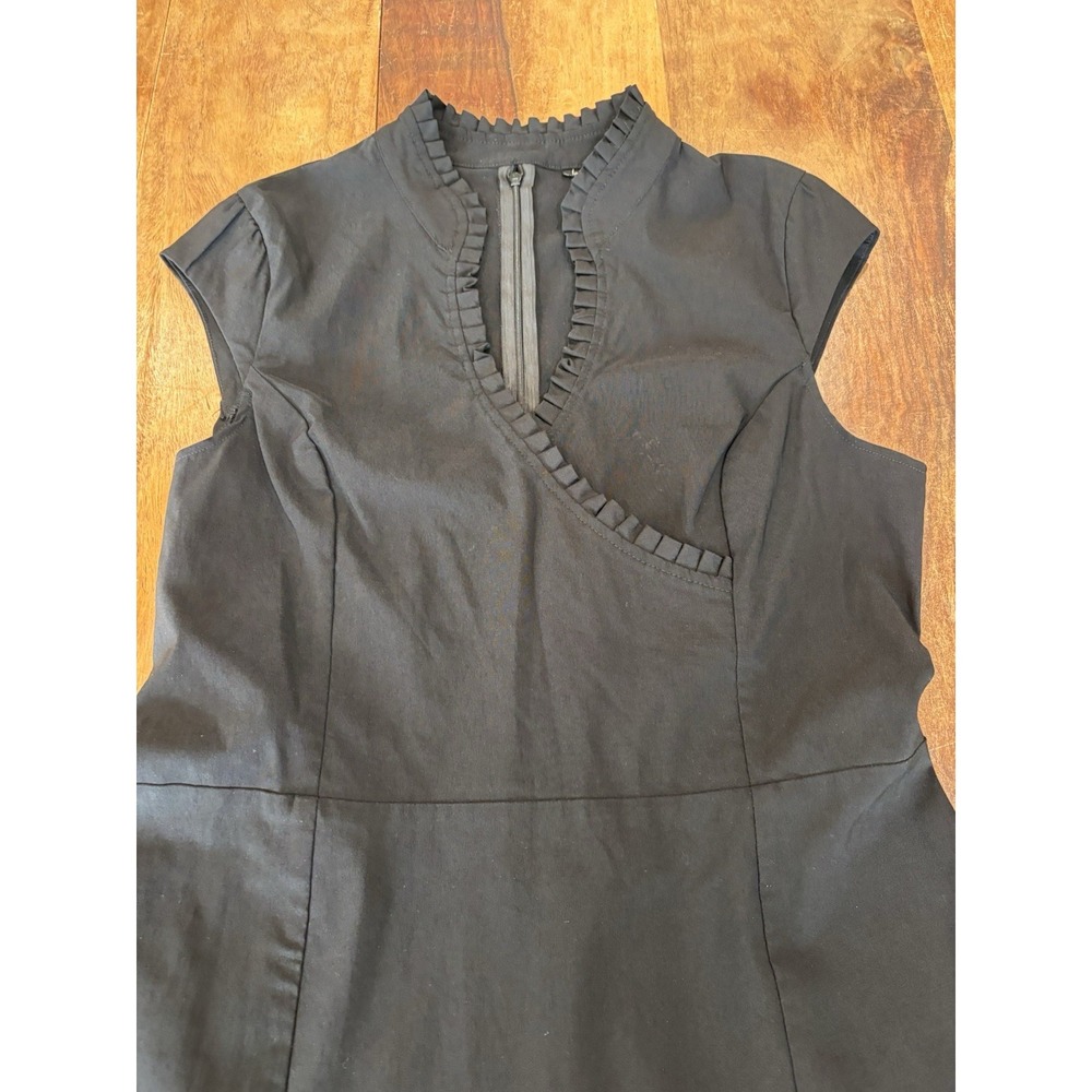 Vintage Y2K Le Chateau‎ Dress LBD black dress ruffled crossover whimsigoth sz XL - Picture 10 of 12